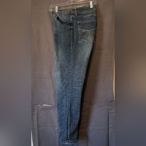 Seven 7 Jeans Mens W36 L30 Blue Straight Fit Distressed Hem Mustard Stitching